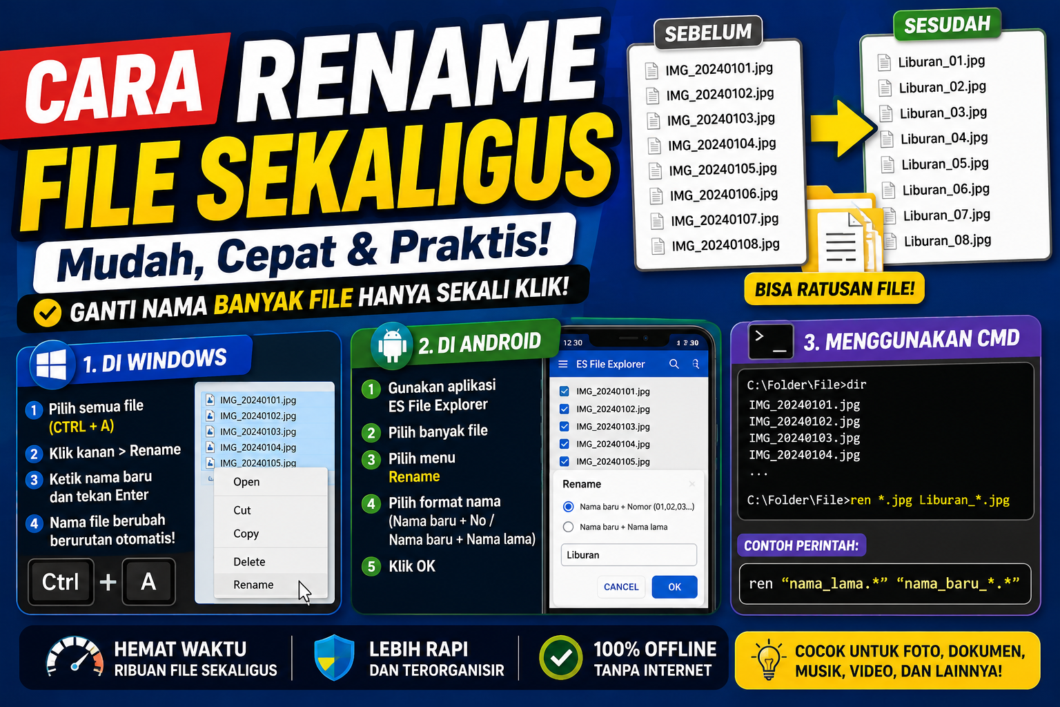 Cara Rename File Sekaligus Cara Rename File Sekaligus